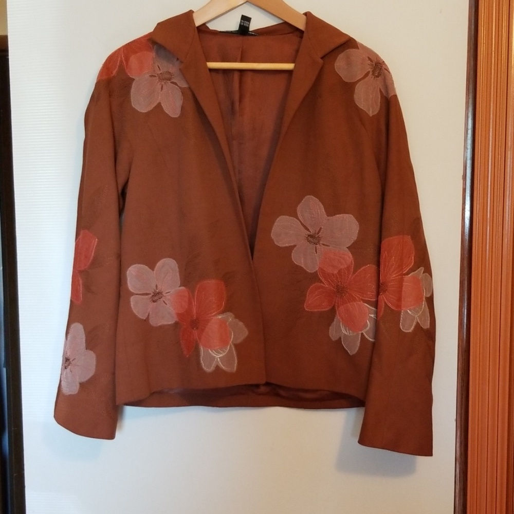 Embroidered open jacket